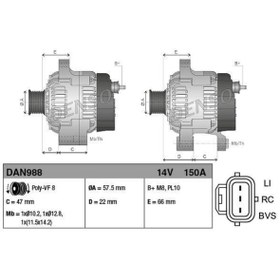 Resim DENSO DAN988 Alternatör Bmw Range Rover Sport 05- 13 