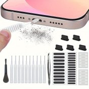 Resim Telefon Bağlantı Noktası Toz Tapaları, Bilgisayar Klavye Temizleme Fırçası, Hoparlör Koruma Çıkartmaları, Çok Fonksiyonlu Hoparlör Bağlantı Noktası Toz Çıkartmaları, Kulaklık Temizleme Kılları, Telefon Temizleme ve Bakım Seti 