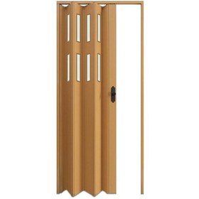 Resim Faran Dekorasyon 160 x 215 Meşe Renk Camlı Pvc Akordiyon Katlanır Kapı - FRNAKMODEL-69 