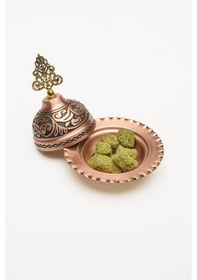 Resim Gaziantep Bakırdan Komple El İşlemesi 1sınıf Özel Tek Kişilik Türk Kahve Fincan Takımı Lokumluk 