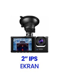 Resim 3 Kameralı Lcd Ekran Araç Kamerası Fullhd Geniş Açı Ön + Arka + Araç İçi Kamera Hareket Sensörü C309 