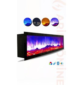Resim Arif Şömine Dekoratif Elektrikli Yapay Şömine - 150x35x18 Cm - Kumanda, Sabit Çıtırtı Sesi Ve Bluetooth Hoparlör 