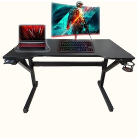 Resim Led'li 130x65x76 Rgb'li Kumandalı Oyuncu Masası Siyah 