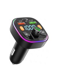 Resim Bluetooth Car Adapter Bluetooth 5.0 Fm Radio Transmitter Radio Adapter Car Kit Bluetooth Car Charger Adapter Pd+qc3.0 Black 