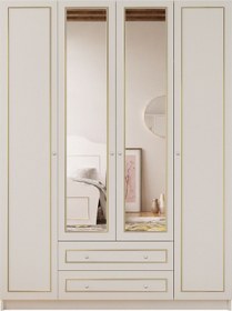 Resim Rabi Mobilya Gold Country 4 Kapak 2 Çekmeceli Aynalı Gardırop 