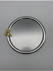 Resim 3'lü Japon Güllü Yuvarlak Gümüş Çay Ve Kahve Sunum Tepsisi 22cm 