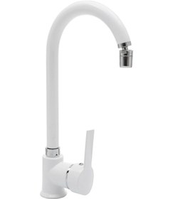 Resim Beyaz T-max Pirinç 360° Oynar Başlıklı Evye MutfakBataryası 