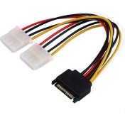 Resim Sata 15-Pin Erkek - Çift 4-Pin Molex Dişi Güç Y Splitter Kablo Sata To Molex Çevirici 