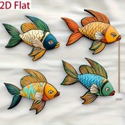 Resim 4 adet Set/2D Düz Desen/Ahşap Renkli Tropikal Balık Duvar Dekoru/Canlı Odası/Yatak Odası/Patio Hayvan Ev Dekorasyonu/Bayramlar ve Doğum Günleri için Mükemmel Seçim 