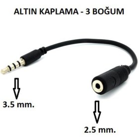 Resim 3.5 MM Erkek to 2.5 MM Dişi Çevirici Dönüştürücü Ses Kablo 