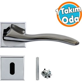 Resim Oda Kapı Kolu 1 Takım Krom Inox Sağa Sola Uygun Ön Arka Oda Kapısı 