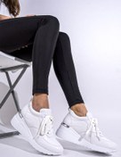 Resim Beyaz Dolgu Topuklu Sneaker Bağcıklı Spor Ayakkabı - Pily 