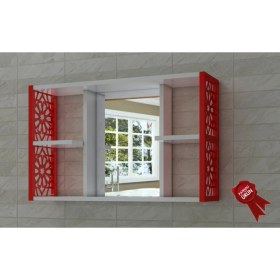 Resim Remaks Terek Remaks Aynalı Banyo Dolabı Kırmızı 