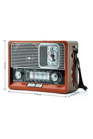 Resim JUNGLEE ŞARJLI NOSTALJİK RADYO FM SD KART USB GİRİŞLİ BLUETOOTH LU AHŞAP GÖRÜNÜMLÜ FENERLİ RADİO 