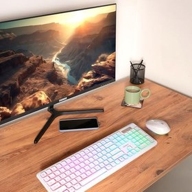 Resim Everest KM-319BT 2.4G+BT1+BT2 Çoklu Cihaz Bağlantılı Q Set Kablosuz Tak ve Kullan Klavye + Mouse (BEYAZ) 