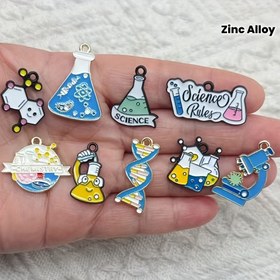 Resim 9'lu Karışık Mikroskop DNA Araştırma Ekipmanı Kolye Takısı, Şerit Bileklik, Küpe ve Müşterek Yapımı İçin Uygun 