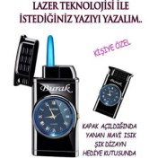 Resim Bizle Tasarla Kişiye Özel Çakmak Işıklı Saatli Lazer Isim Baskılı 