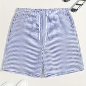 Resim Erkek Casual Şeritli Drawstring Şortlar - Ayarlanabilir Bel, Düz Ön, "DON'T WASTHEN" Grafik Baskısı ile Çok Yönlü Stil 