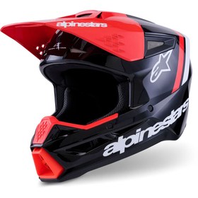 Resim Alpinestars SM3 Radium Off-Road Kaskı Siyah Kırmızı Beyaz 