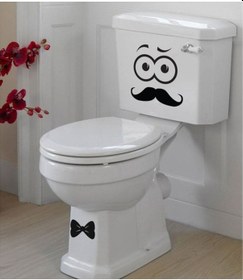 Resim Wc Klozet için Komik Bıyıklı Sticker Yapıştırma 