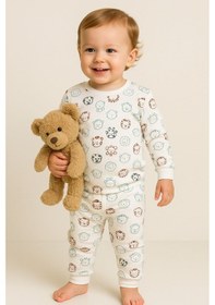 Resim Aden Kids %100 Pamuk Çocuk Alt Üst Pijama Takımı Soluk Sarı 