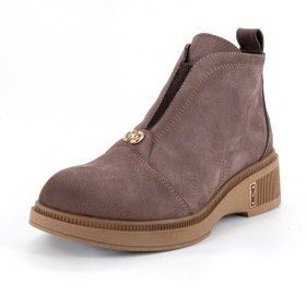 Resim Mammamia D25kb-8085 Vizon Renk Nubuk Hakiki Deri Fermuarlı Kadın Bot Vizon 