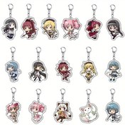 Resim Anime esintili anahtarlık seti: Sihirli Medoka ve Y2K çizgi film karakterleri, sevimli çanta ve araba süsleri, hayranlar ve cosplay için mükemmel, yaratıcı öğrenci hediye aksesuarları, dayanıklı anahtarlık süsleri 
