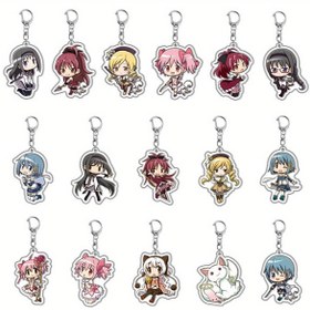 Resim Anime esintili anahtarlık seti: Sihirli Medoka ve Y2K çizgi film karakterleri, sevimli çanta ve araba süsleri, hayranlar ve cosplay için mükemmel, yaratıcı öğrenci hediye aksesuarları, dayanıklı anahtarlık süsleri 