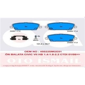 Resim TRW GDB3407 Fren Balatası Ön Civic 05- 