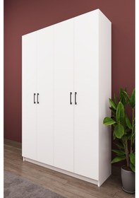 Resim Asra Trend Vestiyer & Portmanto V-08 %100 MDF 4 Kapaklı Geniş Ayakkabılık Beyaz 