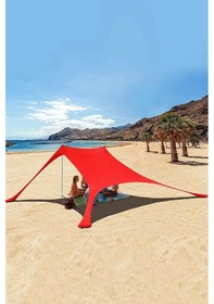 Resim Bundera Markise Kırmızı Plaj Bahçe Gölgelik Tente 230 x 170 CM Kırmızı 
