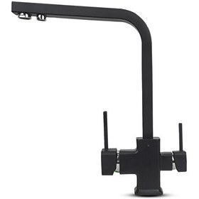 Resim İdeal Mağaza Su Arıtma Cihazı Için 3 Yollu Kare Siyah Musluk 