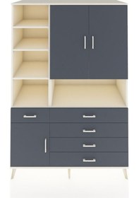 Resim Kronos Dolap 8 Raflı 5 Çekmeceli 3 Kapaklı 132x59x195 Aytaşı-antrasit/antrasit Antrasıt/antrasıt 