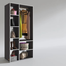 Resim Kenzlife giysi dolabı hüsamettin 180*090*40 gri gardırop 