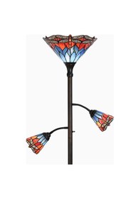 Resim Home London Breeze L30812 El Yapımı Tiffany Vitray 3 Işıklı Ayaklı Lambader 178 Cm Red Blue Diğer 