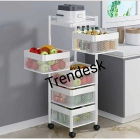 Resim Trendesk 5 Katlı Metal Siyah Patates Soğan Sebze Meyve Sepeti Sebzelik Tekerlekli 1016-CN 