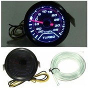 Resim Araba Modifikasyonu Turbo Basınç Göstergesi 52mm 2 İnç Siyah Kasa Beyaz Işıkli Psı Ölçer 