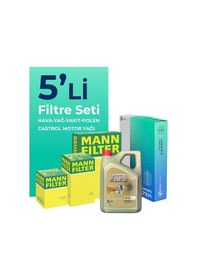 Resim Mann Skoda Yeti 1.6 Dizel Filtre Bakım Seti Castrol Motor Yağlı (2011-2015) 5 Li 