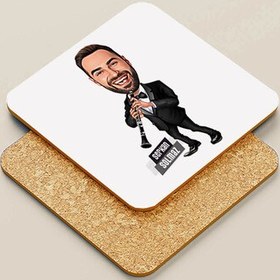 Resim Klarnetçi Erkek Karikatürlü Bardak Altlığı 