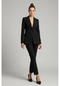 Resim Papuç Sepeti 802 Kadın 6 Cm Topuklu Taşlı Klasik Ayakkabı Siyah 