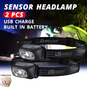 Resim 2 adet MACROCOSM USB Hareket Sensörlü Şarj Edilebilir Farlar - Ultra Hafif, Taşınabilir LED El Fenerleri Yürüyüş, Kamp, Balıkçılık, Koşu, Avcılık, Kamp Ekipmanları için | Ayarlanabilir Far | Dayanıklı Far 