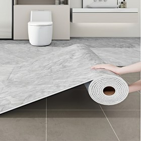 Resim Dayanıklı Çıkarılabilir Su Geçirmez Paslanmaz Vinil Karo Sticker Rulo - Kendinden Yapışkanlı Soyulup Yapıştırılabilen Dokulu Mermer Deseni, Mutfak Tezgahları, Banyo Duvarlar, Evcil Hayvan Hasar Onarım, Kolay DIY Ev Dekoru, Su Geçirmez Fayans Sticker, Modern Dekor Aksesuarı, Kolay Kurulum 