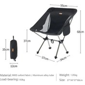Resim Katlanır Sandalye Ultralight Ayrılabilir Taşınabilir Kamp Sandalyesi Balıkçılık Black Siyah 