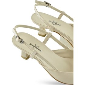 Resim 1025 Arkası Açık Kadın Topuklu Ayakkabı 5 Cm Abiye Düğün Nişan Kına Gecesi Kdnca Bej 