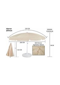 Resim Alperensemsiyetic. 2 Metre Plaj Bahçe Teras Gölgelik Şemsiyesi Kalın Kumaş (429799308) 