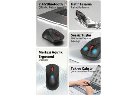 Resim Ajazz NJ02 Çift Modlu Kablosuz Mouse (2.4ghz, Bluetooth) 