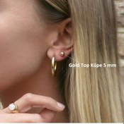 Resim Heppii Çelik Gold Top Küpe 5 Mm Çift Altın 