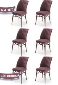 Resim Canisa Concept Flex Serisi Gürgen Ayaklı 1.sınıf Sandalye , 6 Adet , Gülkurusu Sandalye , Ayaklar Ceviz 