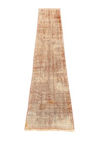 Resim El Dokuma Vintage Yolluk 55x280 Turuncu Soyut Desen Eskitme Halı Turuncu 