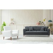 Resim Sare 3+1 Berjer Koltuk Takımı (Koyu Gri+Ares Beyaz) 
